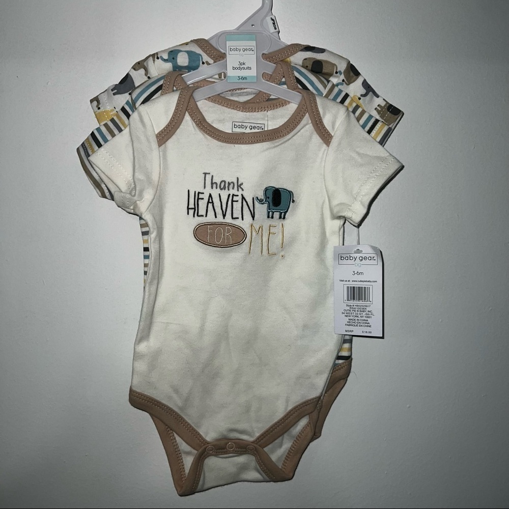 𝅺baby neutral 3 peces bodysuits 3-6 months